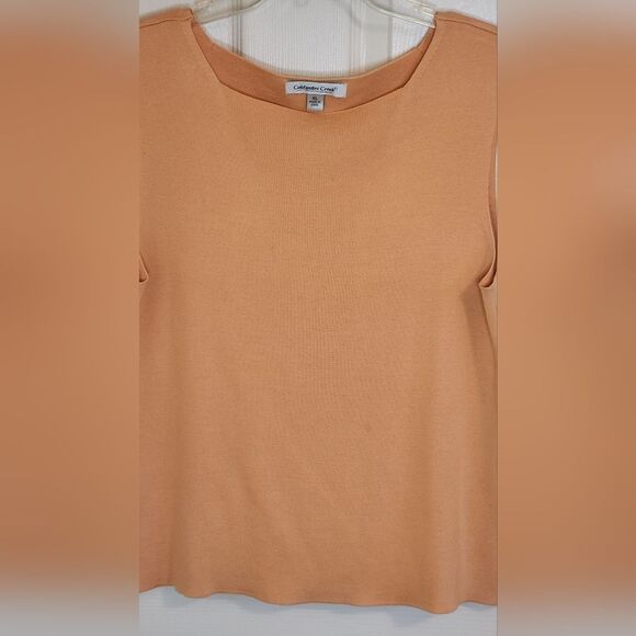 Coldwater Creek XL Royal Orange Knit SILK Blend Women's Sweater Tank - Picture 2 of 6